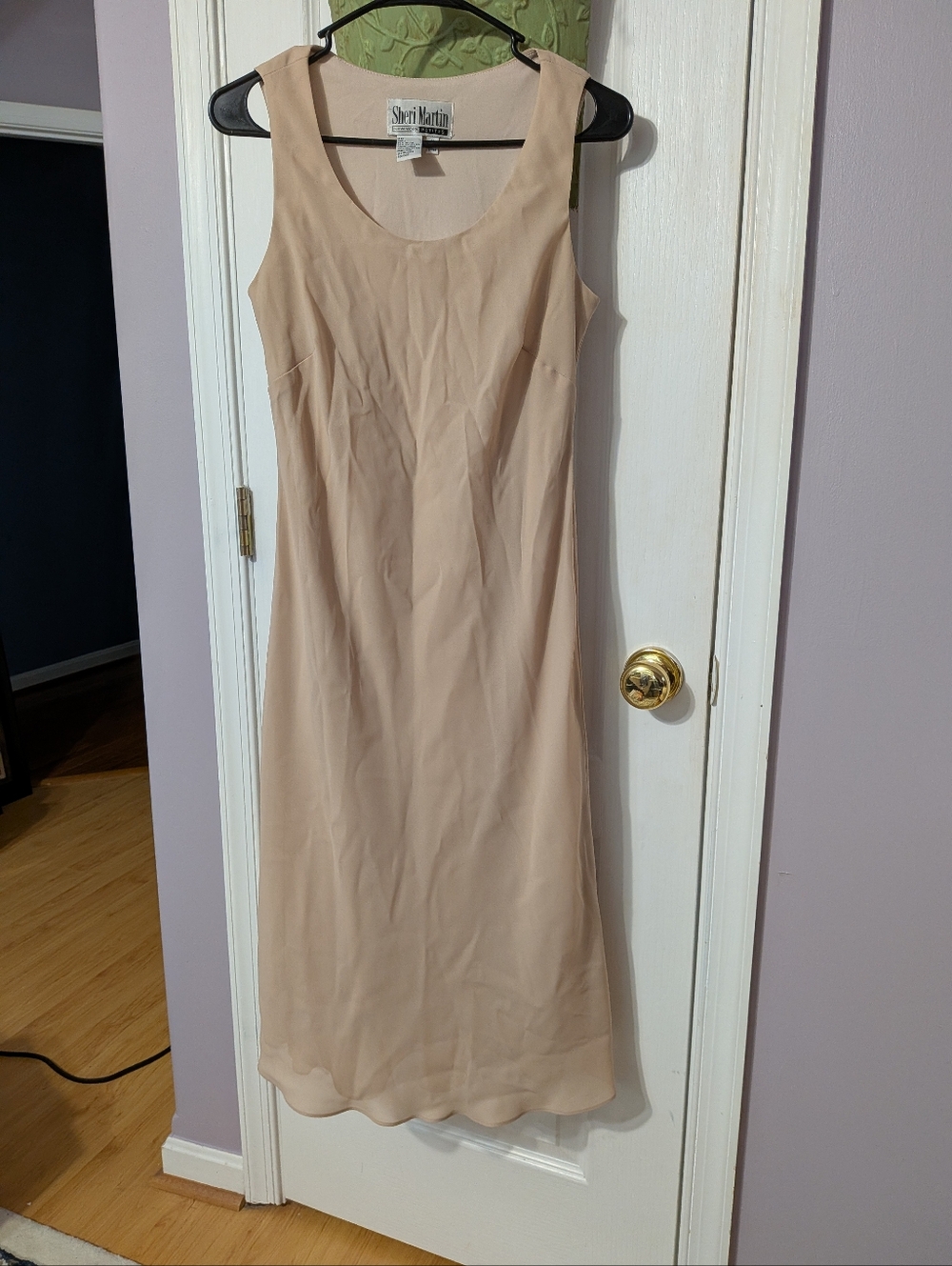 Sheri Martin Beige Sleeveless Midi Sheath Dress